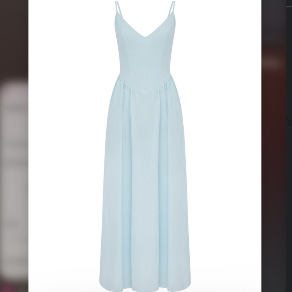 Blue Linen Midi dress
